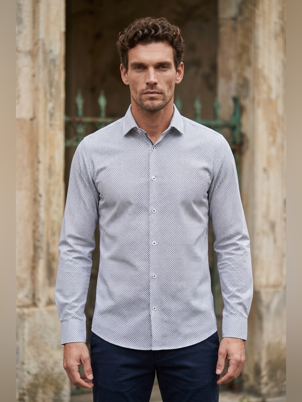 Le 31 Par Simons Micro-Pattern Dress Shirt - Size 15R/ 38R
